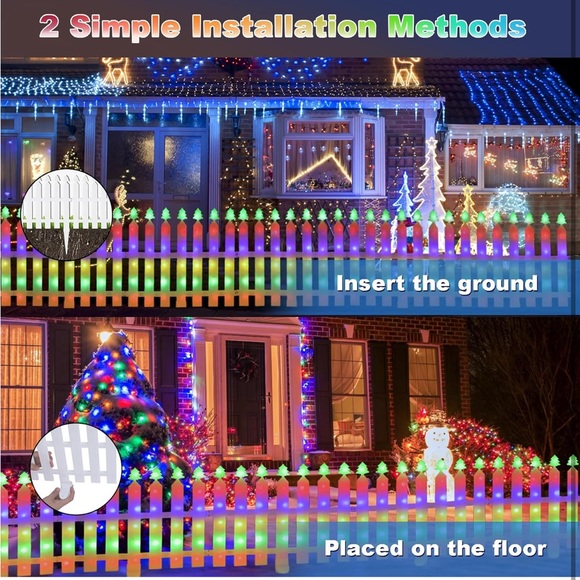 Solar☀️Lighted💡Garden Fence Christmas Tree🎄Fence Lights 10FT 336LED 8 Modes - Picture 5 of 9